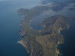 Islands from the plane approaching Wellington